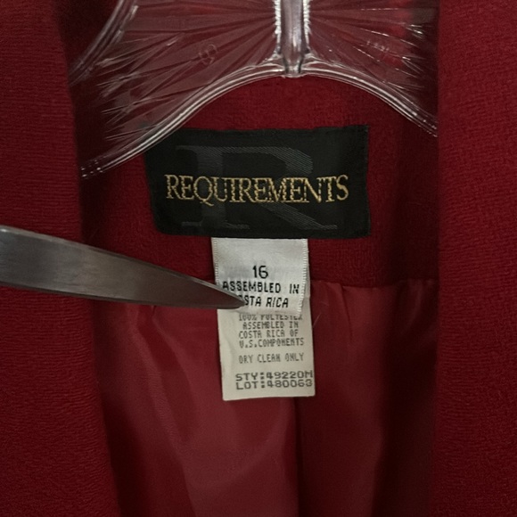 Vintage Requirements Wool Blend Red Womens Blazer Size 16 - Picture 5 of 7